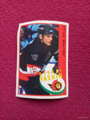 Наклейка НХЛ хоккей 97-98 номер 43 Алексей Яшин / NHL Hockey 97-98 43