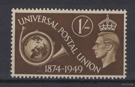 Великобритания 1949** Георг VI, Всемирный Почтовый Союз, Почтовый рожок и глобус (Mi#244)