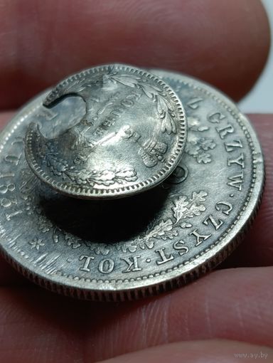 Монета-пуговица,2 злотых 1831г.,Польское восстание