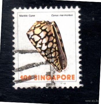 Сингапур. Mi:SG 268A. Мраморный конус (Conus marmoreus) Серия: Морская жизнь.1977.