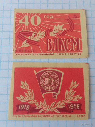Спичечные этикетки ф.Гомель. 40 лет ВЛКСМ. 1958 год