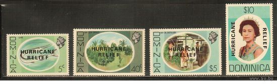 Доминика-1979(Мих.647-650) , **  , Морская  Фауна ,Рыбы, Королева, Надп.(полная серия)