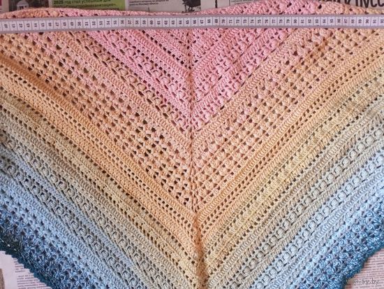 Платок, косынка из хлопка. Интересного раскраса. Эксклюзив. Ручная работа.