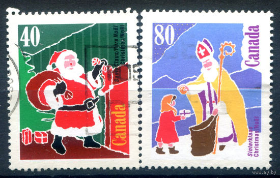 Канада - 1991г. - Рождество - 2 марки - гашёные. #3-WB-96-B-2