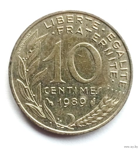 Франция. 10 сантимов 1989 г.