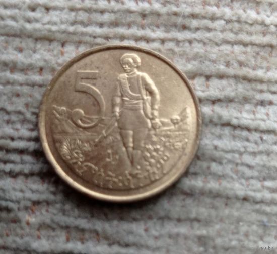 Werty71 Эфиопия 5 сантимов 1969 (1977) Никелевая латунь /не магнетик/ центов