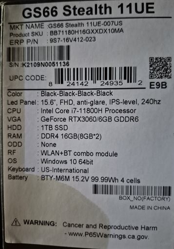 Игровой ноутбук MSI GS66 Stealth