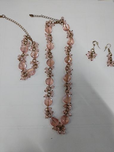 Набор бижутерии. Колье, браслет, серёжки. стекло Аврора Бореалис