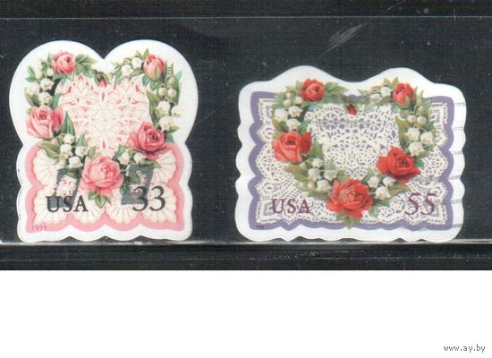 США-1999 (Мих.3072-3073) , гаш., Поздравительные марки, Венки(полная серия)(1)