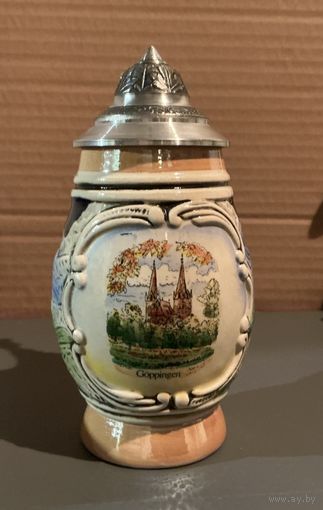 Кружка пивная Германия ручная роспись олово