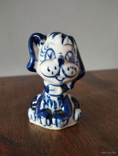 Статуэтка фарфоровая пёс Гав-Гав (собака), Гжель