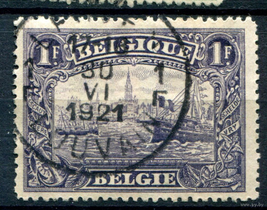 Бельгия - 1919г. - виды, архитектура, 1 Fr - 1 марка - гашёная [Mi 125]. #2-Be-64-B-2