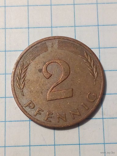 2 пфеннига ФРГ 1982 J год