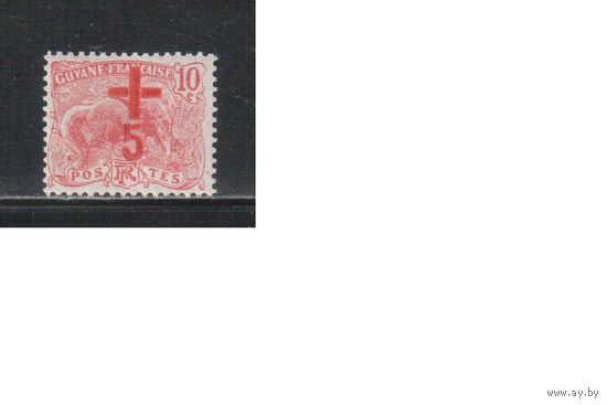 Гайана Французская-1915,(Мих.73)  * , Французские колонии, Стандарт,Надп.Красный Крест, Фауна(одиночка)
