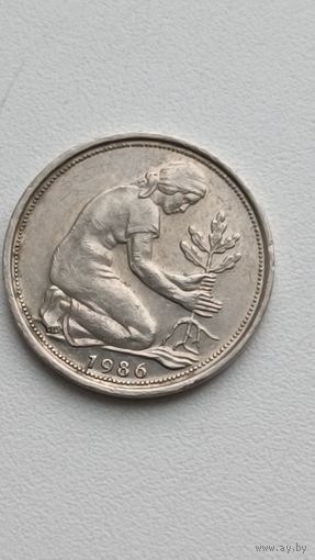 Германия. 50 пфеннигов 1986 года. F.