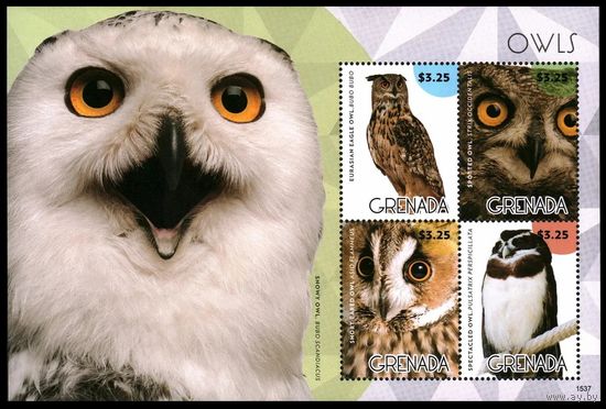 2015 Гренада 7196-7199KL Птицы - Совы 12,00 евро