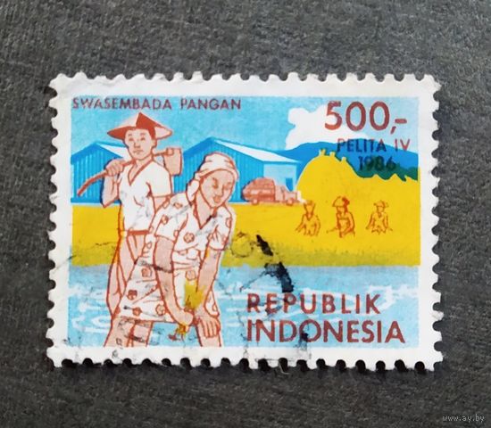 Марка Индонезия 1986 год 4-я пятилетка