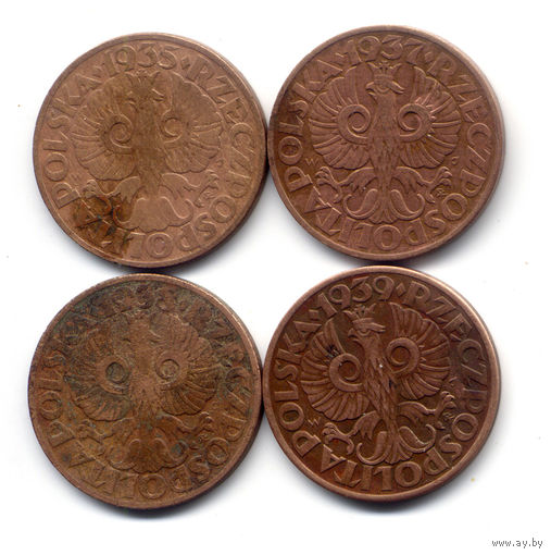 Лот: 5 грошей 1935, 1937, 1938, 1939 гг. Всего 4 шт.