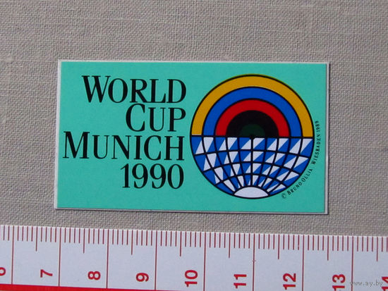 Наклейка Стикер World Cup Munich 1990 Кубок Мира по пулевой стрельбе Мюнхен Германия 1990 Новая