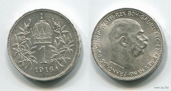 Австро-Венгрия. 1 крона (1916, серебро, XF)