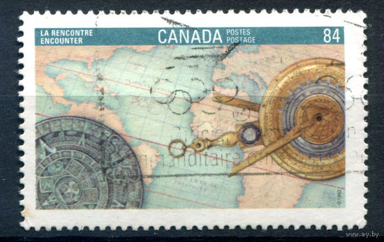 Канада - 1991г. - карта, международная молодёжная филателистическая выставка - 1 марка - гашёная [Mi 1282]. #3-WB-96-B-2