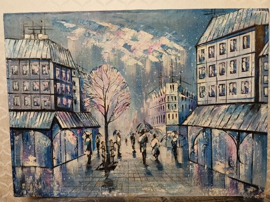 Картина маслом на холсте с рубля без м/ц.