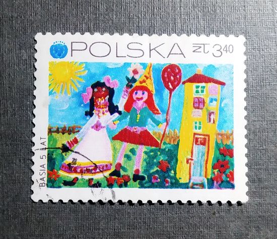 Марка Польша 1971 год Детские рисунки