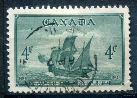 Британские колонии - Канада - 1949г. - корабль - 1 марка - полная серия, гашёная, немного погнут правый нижний уголок [Mi 248]. #3-WB-100-A-2