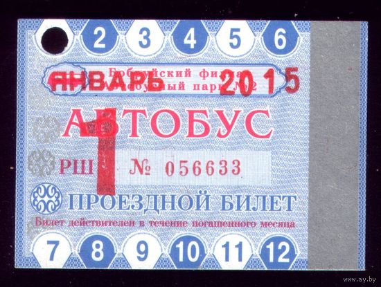 Проездной билет Бобруйск Автобус 2015