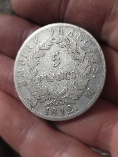 5 франков 1812 Наполеон 1 Бонапарт .серебро