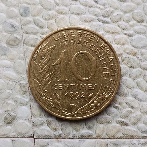 10 сантимов 1992 года Франция. Пятая Республика. Очень красивая монета! Родная патина!