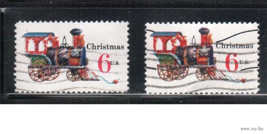США-1970, (Мих.1017-1017V) , гаш. , Рождество, Игрушки, 2 типа