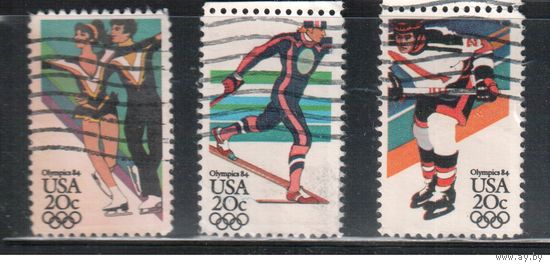 США-1984, (Мих.1671-1674) , гаш. , Спорт, Зимняя ОИ-1984, 3 марки