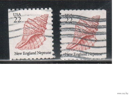США-1985, (Мих.1743 ),  гаш., Стандарт, Раковины , 2 зубцовки(2)