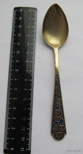 Все лоты с рубля.Ложка,серебро 875 пр.,эмали,СССР,21грамм