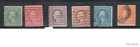 США-1916, (Скотт.490-497), гаш. , Стандарт, Президенты,Вашингтон,(полная серия)
