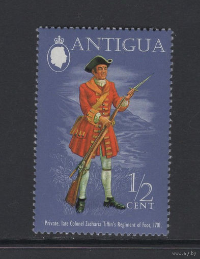 Антигуа /Antigua 1973  Военная форма, Рядовой пехотного полка Захарии Тиффина 1701 год  Mi#296