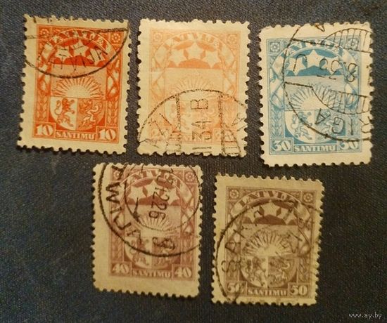 Латвия-1925 (Мих.89-) гаш. , Стандарт, Герб,5 марок