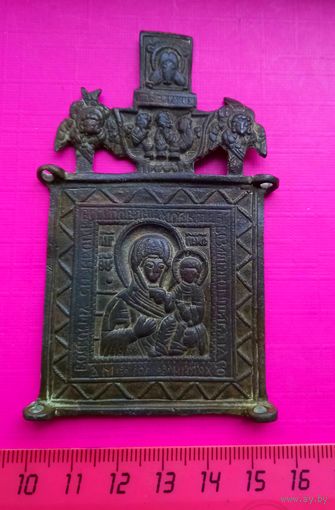 Старинная Икона ДЕВА С МЛАДЕНЦЕМ 9,5х5,5 см