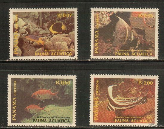 Панама-1988(Мих.1676-1679) , **  , Морская  Фауна , Рыбы(полная серия)