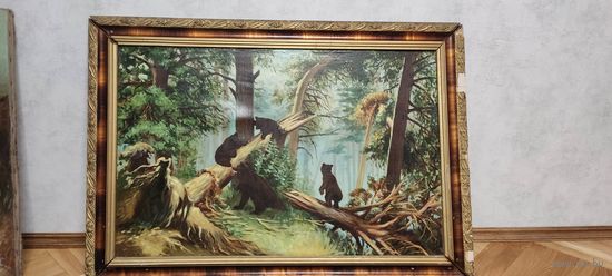 Картина "Утро в сосновом лесу", масло, холст. Размеры с мамой 111*78 см, по подрамнику 97 на 63 см.