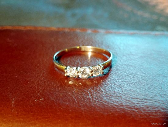 Кольцо с фианитами, серебро, 18 размер