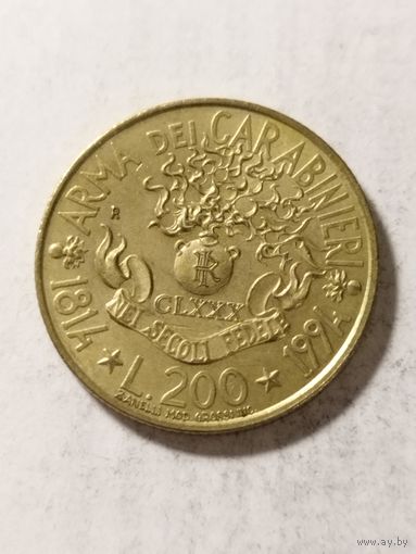 Италия 200 лир "180 итальянским карабинерам" 1994