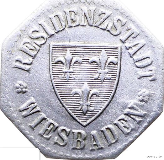 РАСПРОДАЖА!!! - ГЕРМАНИЯ ВИСБАДЕН 10 пфенигов 1917 год