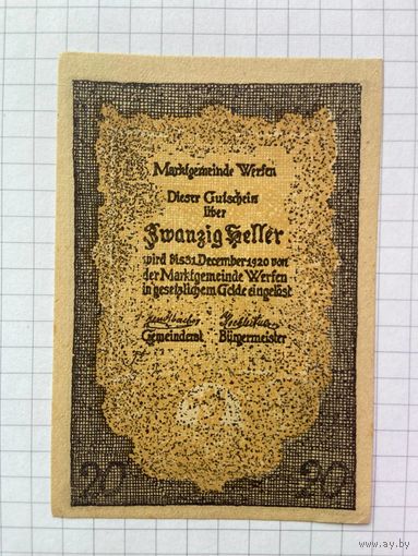 Австрия нотгельд 20 Верфен - 1201