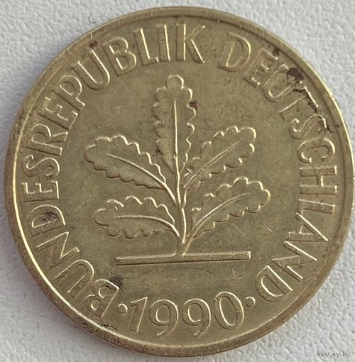 Германия 10 пфеннигов 1990 г. D