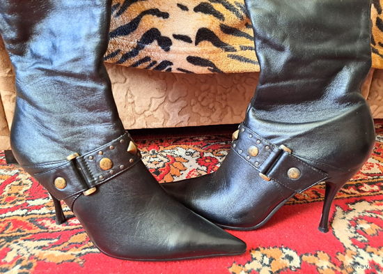 Сапоги-батфорты демисезонные женские р.37 на каблуке, б.у