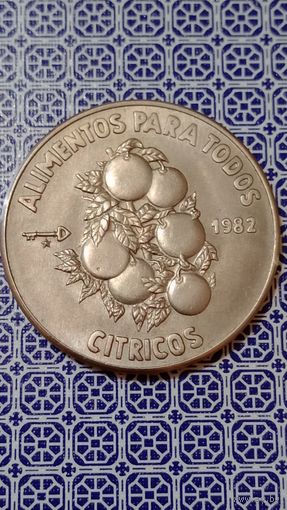 Куба 1 песо 1982 ФАО цитрусы