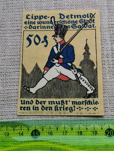 Германия-нотгельд     50  пфенингов  Detmold  1920