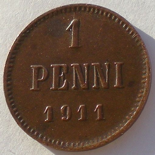 Россия для Финляндии, 1 пенни 1911 года, РАСПРОДАЖА